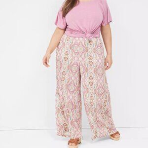 Lane Bryant Wide Leg Vacation Pant Pink Paisley Size 22P Like New